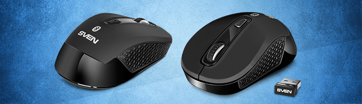 SVEN RX-575SW computer mouse supports two variants of connection: bluetooth and radio channel SVEN RX-575SW computer mouse supports two variants of connection: bluetooth and radio channel