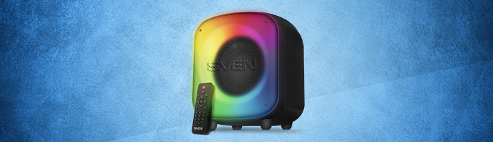 SVEN PS-555 portable speaker — bright lights, dancing and karaoke